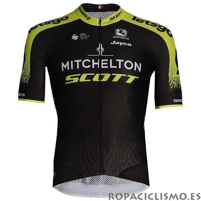 2020 Maillot Mitchelton-scott Tirantes Mangas Cortas Negro Amarillo